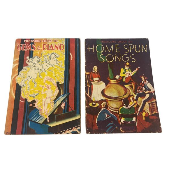 Vintage 1935 & 1936 Sheet Music Books Treasure Chest Homespun & Piano - Picture 1 of 7